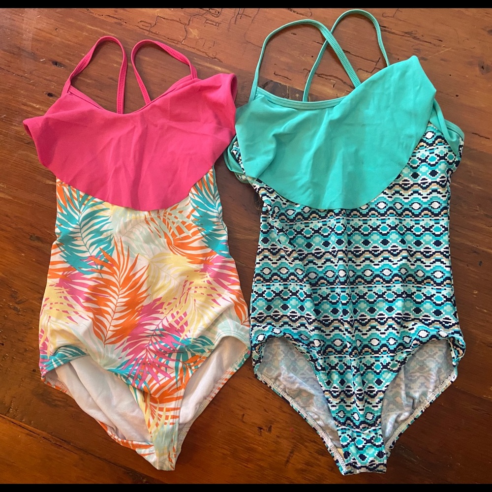 Two Lands End girls bathing suits